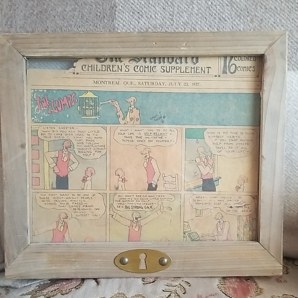 Antique authentic 98 year old  Comic Strip in Wooden Frame